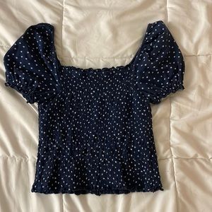 Blue polka dot top
